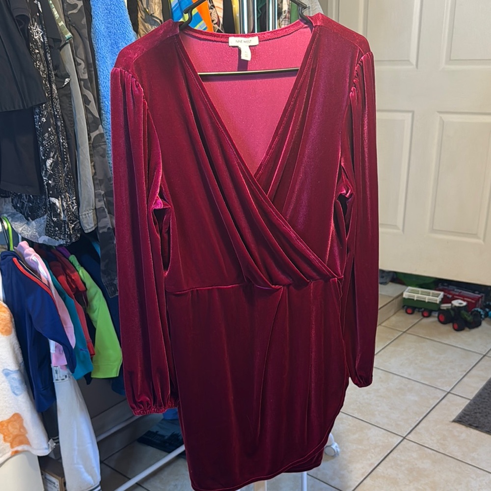 Elegant Red Velvet Dress